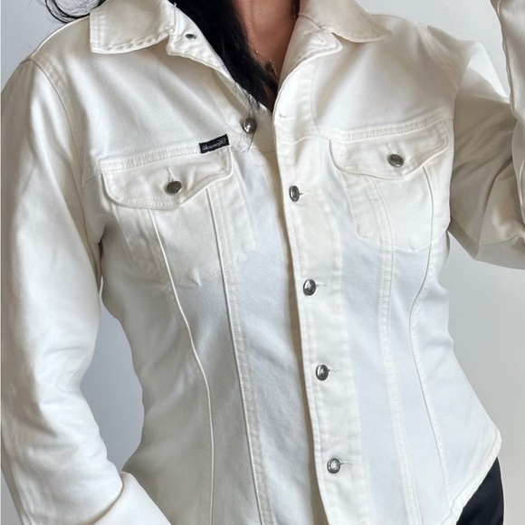 VINTAGE FACONNABLE LUXURY WHITE DENIM JACKET~Designed in Paris
